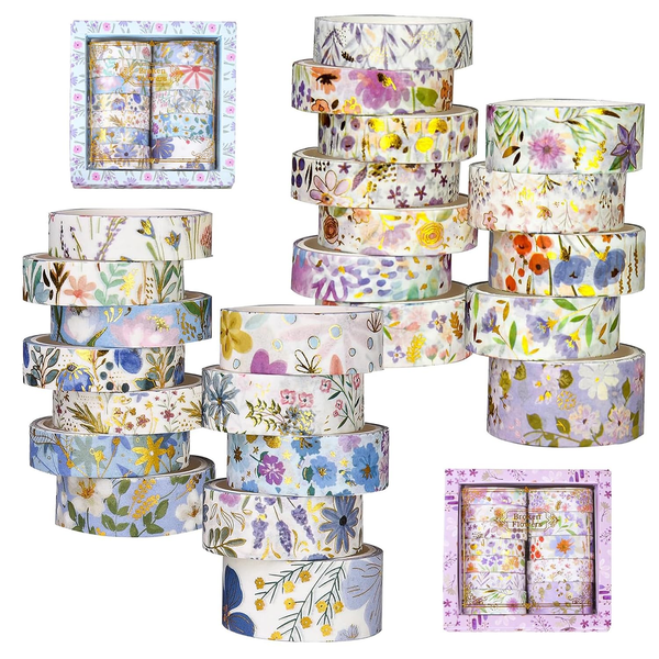 24 Rollen Washi Tape Masking Tape Set Blau/Violett-image