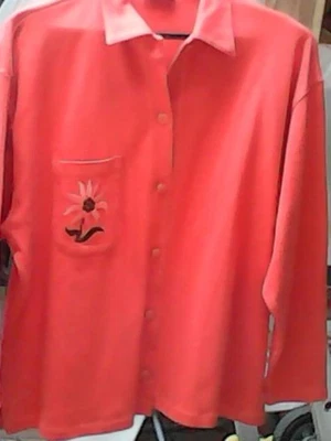 Chemise Diane Dalis orange & fleur brodée T L - Photo 1/4