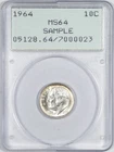 1964 PCGS MS64 Roosevelt Silver Dime SAMPLE SLAB RATTLER HOLDER