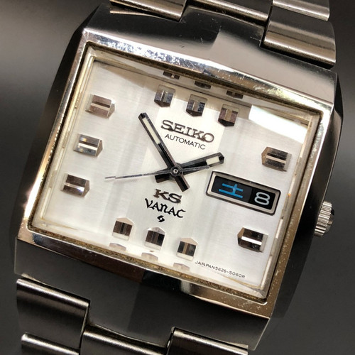 RARE [N MINT] Vintage King SEIKO Vanac 5626-5050 White Dial Men's AT Watch U585