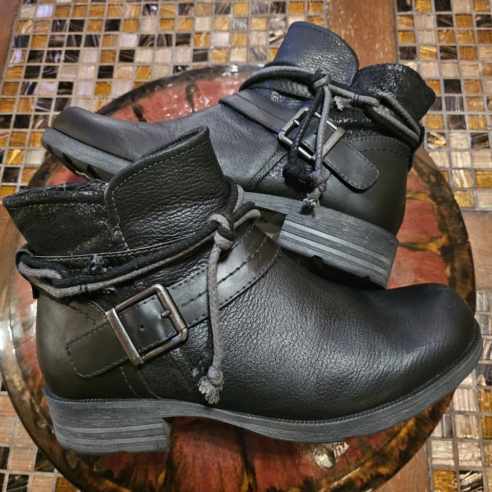 Earth Origins Mujer Cuero Negro Gamuza Botín Moto Randi Radley Talla 11 W Foto 4 de 4