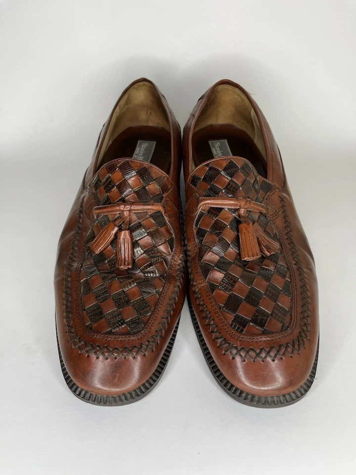 Stanley Blacker Brown Dress Shoes Mens Size 13M Loafer Woven Tassel Leather - Image 4 of 4