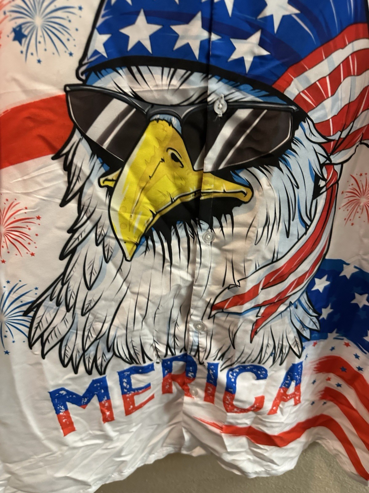 “Merica”  Sunglasses Bald Eagle Button Down Casua… - image 2