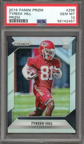 TYREEK HILL ~ 2016 Panini Prizm Silver Rookie RC #296 ~ Graded PSA 10 GEM MINT