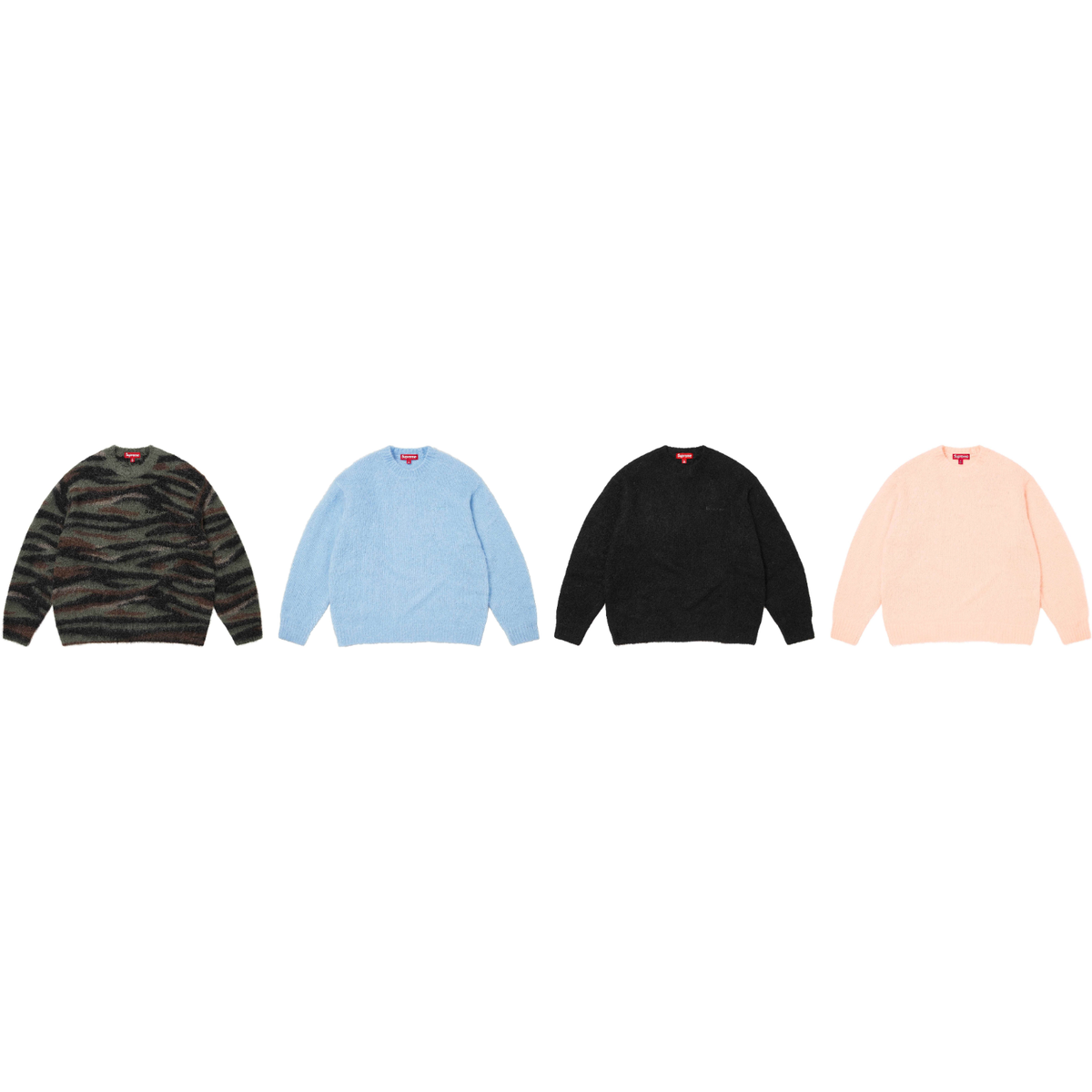 Supreme Brushed Mohair Sweater Black Blue Pink Camo 4colors FW25