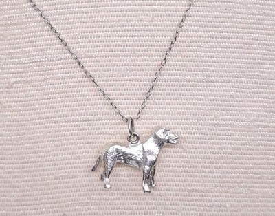 Vintage Labrador 925 Sterlingsilber 3D Welpe Hund Charm Anhänger Halskette