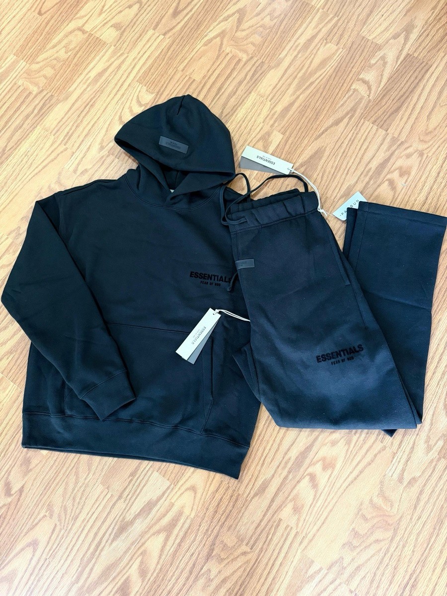 ESSENTIALS FEAR OF GOD セットアップ ブラック Essentials Fear of God Men's Black Tracksuit Set Hoodie & Pants