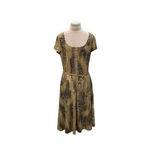 LAUREN Ralph Lauren Jersey Knit Belted Python Snake Print Dress Medium Career