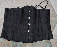 Corsage Korsett Taille Stoff schwarz Stäbchen + Schnürung Gr. L