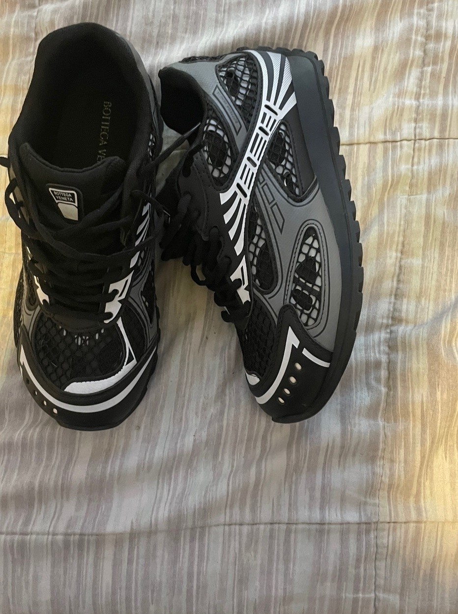 Bottega Veneta Orbit Black Grey Sneakers Size 41 US 8