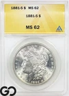 1881-S Morgan Silver Dollar Coin ANACS MS 62 ** Blast White!