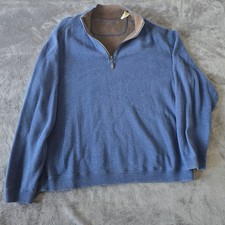 Tommy Bahama Reversible Quarter Zip Pullover Mens 2XL Blue Gray Coastal Comfort