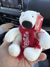 Coca-Cola Polar Bear Plush 4" Red Knit Scarf 2019 NWT Coke Bear Collectible