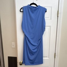 Nine West Blue Ruched Sheath Dress Sleeveless Knee Length Women's XL Regular