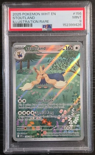 2025 POKEMON WHT EN-WHITE FLARE ILLUSTRATION RARE #156 STOUTLAND PSA 9
