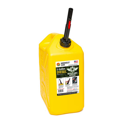Midwest Can 8110 Plastic Jerry Can 5 Gal Diesel, Diesel Container, Yellow