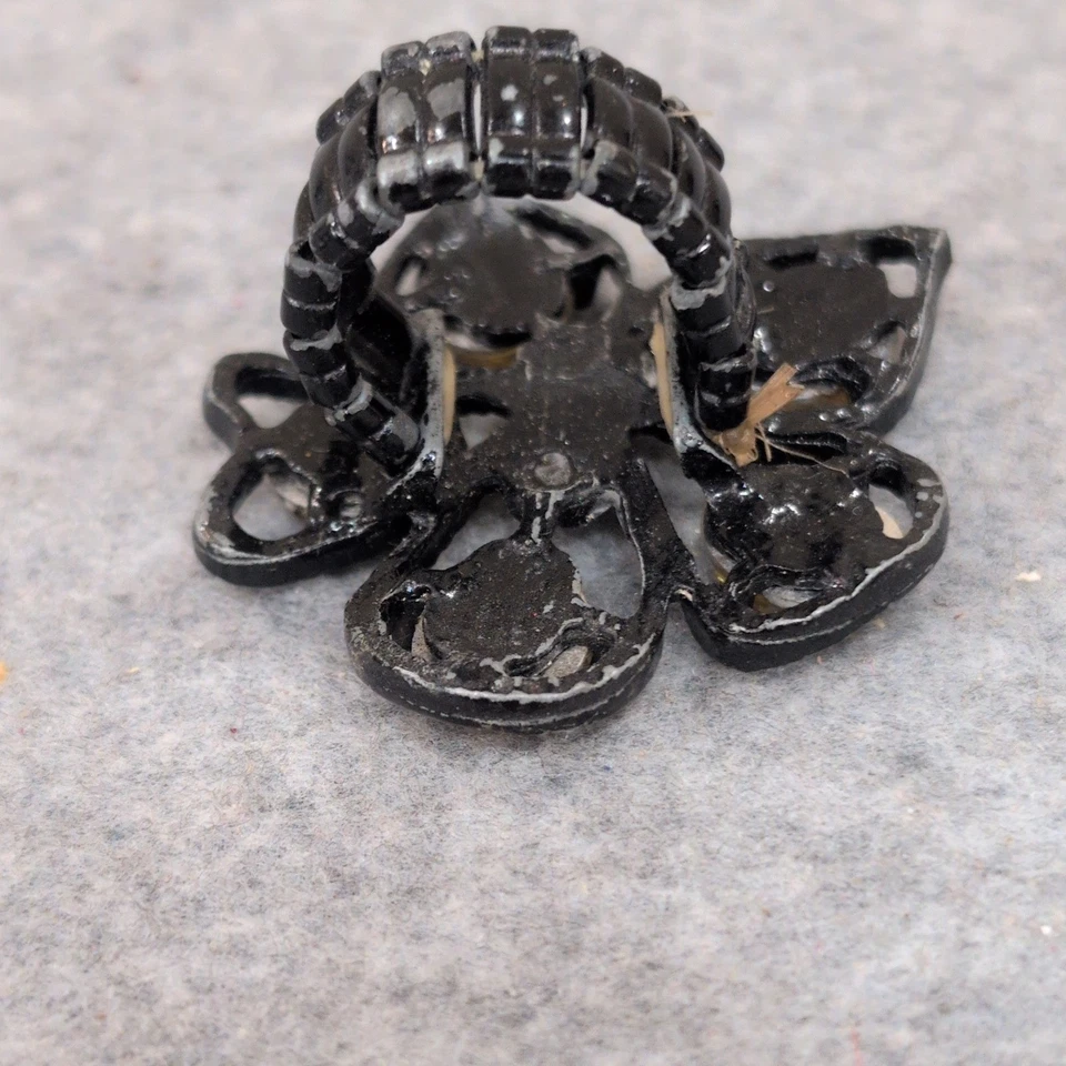 Anillo Flor Negro De Colección con Estrás Amarillo Banda Ajustable Para Mujer Declaración Foto 3 de 4