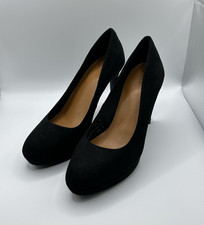 Marks And Spencer Women's Black Suede Work Court Shoes Heels - Ladies Size UK 5
