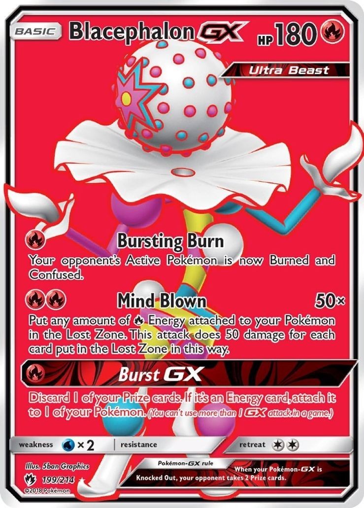 Blacephalon GX - 199/214 - Pokemon Lost Thunder Sun & Moon Full Art Rare Card NM
