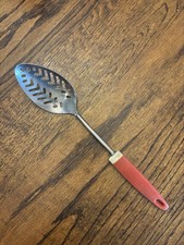 Vintage EKCO Slotted Spoon – Forged Stainless Steel – Black Handle – Made in USA