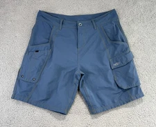 Aftco Stealth Men's Size 34 Fishing Shorts Blue Nylon Spandex Cargo Pockets