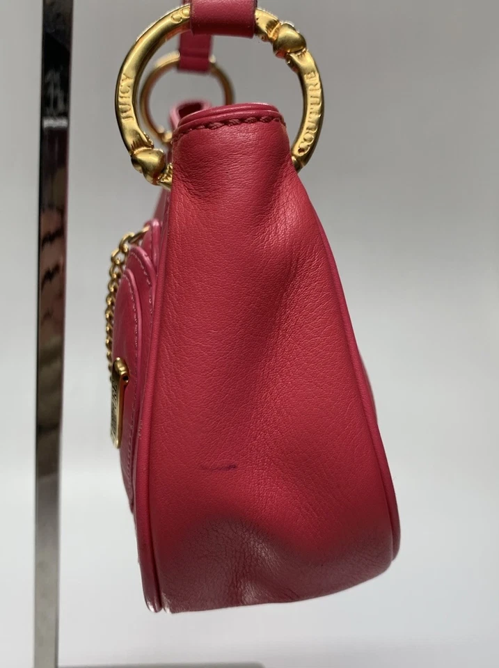 Bolso de Hombro Juicy Couture Y2K Cuero Rosa Caliente Acento Corazón Baguette De Colección Foto 4 de 4