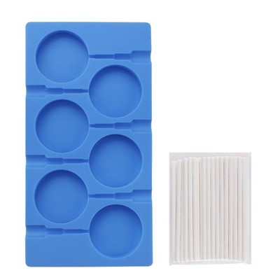 Beasea Large Lollipop Mold, 6 Cavity 6 Cavity, Blue 6 