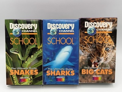 3 Discovery Channel School The Ultimate Guide Snakes, Sharks, and Big Cats VHS