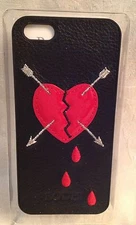 New! BODHI Apple iPhone 5 LEATHER Black BLEEDING HEART Hard CELL Cover Case $34
