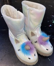 Cat Jack Unicorn Fur Boots White Pearl Size 1