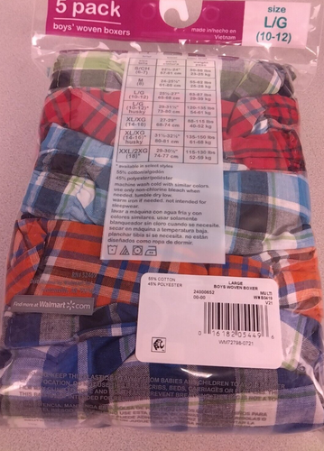 Wonder Nation Boys 5 Bright Plaid Woven Boxers Size L(10-12) - New. (62.1) - Picture 6 of 8