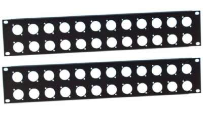 2x 2 HE U Rackblende vorgebohrt 24 x XLR D Typ Frontplatte Rackpanel Rack Blende