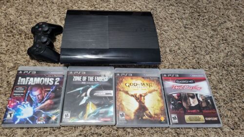 Sony Playstation 3 Super Slim 500GB Console - Black with 3 Games - Picture 1 of 12