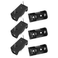 6pcs Plastic Shell 1/2AA Button Cell Battery Sockets Holder Case Black