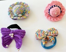 Set of 4 Handmade Hairbands For Baby Girls With Stones, Pearls Embellished Bow