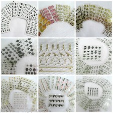 12 SHEETS 3D NAIL ART TIPS STICKERS FALSE NAIL DESIGN MANICURE MOUSTACHE LETTERS
