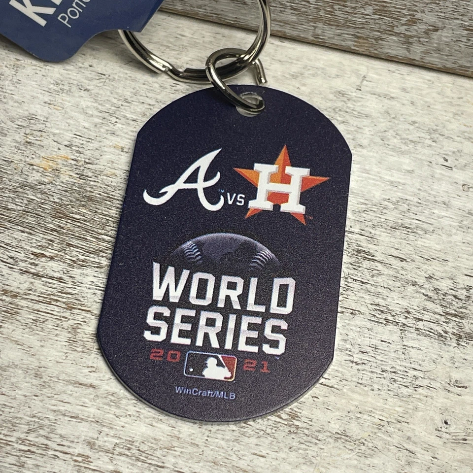 MLB Braves VS Astros Metal Key Ring Keychain 2021 World Series Authentic New  - Image 2 of 4