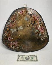 Vintage Original Oil Painting Folk Art Tin Nicho Wall Basket Charles Bode Signed