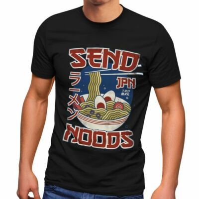 Herren T-Shirt Ramen Nudeln Japanisch Schrift Parodie Sent Noods Fashion