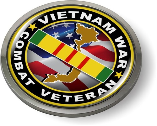 Emblem Car Sticker Badge Chrome ROUND Bezel - Vietnam War Combat Veteran - Picture 16 of 16