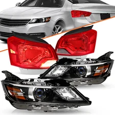 Black Headlights+Tail lights For 2014-2020 Chevy Impala Halogen Left+Right 14-20