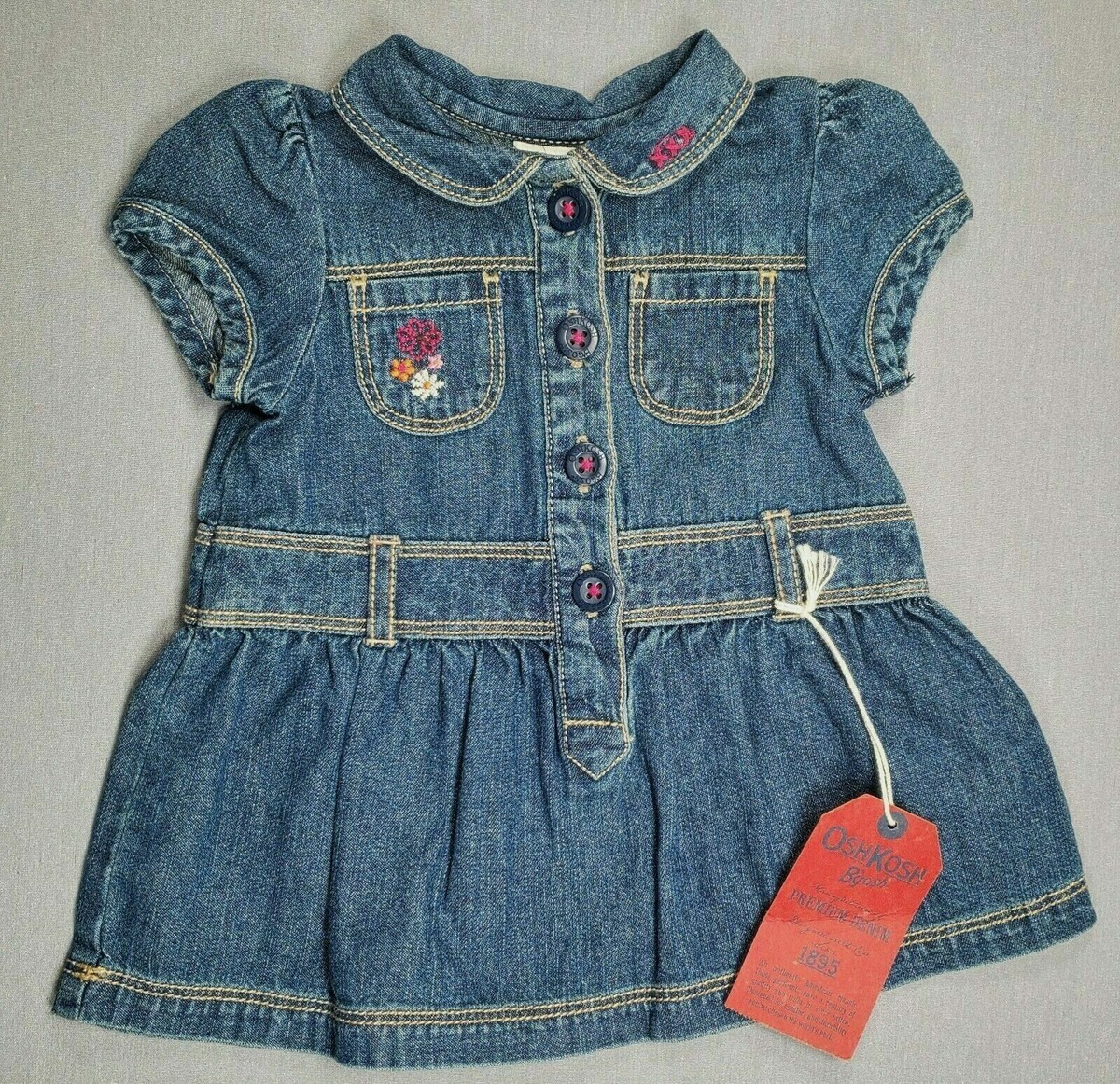 New Baby Girl Clothes Vintage Oshkosh 6 Month Blue Floral Jean