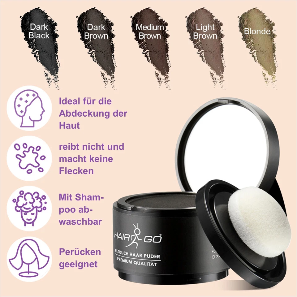 HAIR GO Retouch Premium Ansatzpuder Concealer Haarverdichtung Haarpuder Hairfor2 - Bild 3 von 4