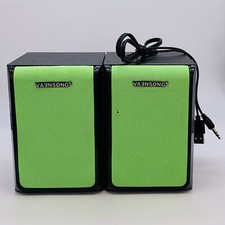 Vaensong VS12 Pair of 5  Wired Speakers w/ USB  3.5mm Audio Jack Portable Green