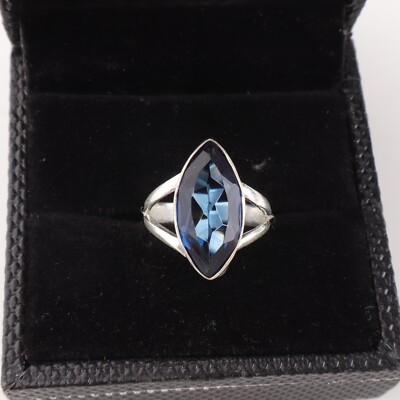 London Blue Topaz Gemstone 925 Sterling Silver Handmade Jewelry Ring ...