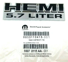 06-12 RAM 1500 Hemi 5.7 Liter front fender black chrome Nameplate Emblem new OEM