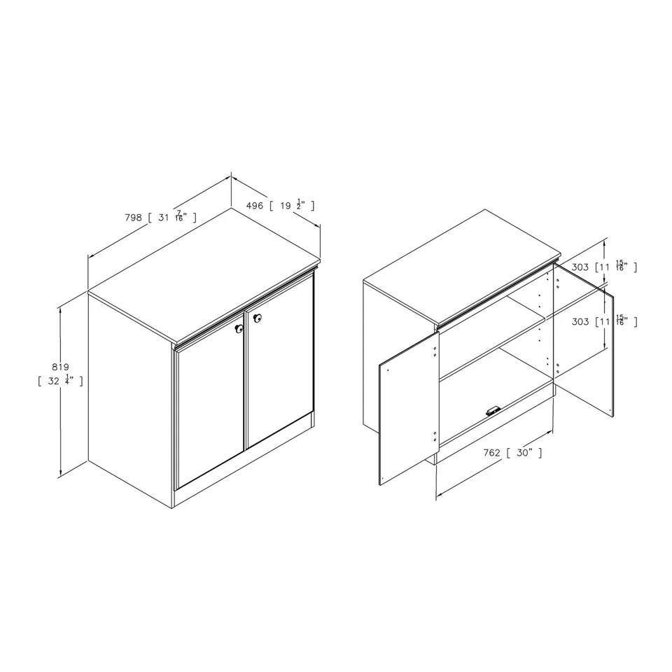 Gabinete de almacenamiento South Shore Morgan pequeño de 2 puertas marrón cereza real Foto 3 de 4