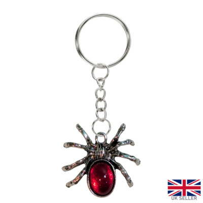 Rote Spinne Schlüsselanhänger Spinnentier Gothic Heidnisch Keychain Insekt Geschenk Netz Halloween