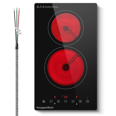 #ad Amzgachfktch Built in Electric Ceramic Cooktop 12 in With 2 Burner Black 3000W $99.99