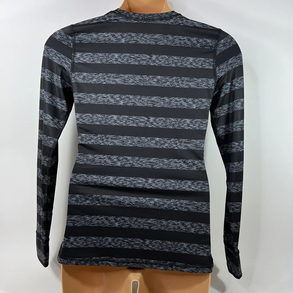 Camiseta Cuddl Duds Manga Larga Crew Elastizada Rayas Negra Gris Para Mujer Mediana M Foto 2 de 4